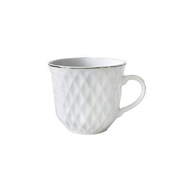 Imagem de Conjunto 6 Xícaras P/café De Porcelana Branca C/filete Prateada 90ml Lyor Branco E Prata Único