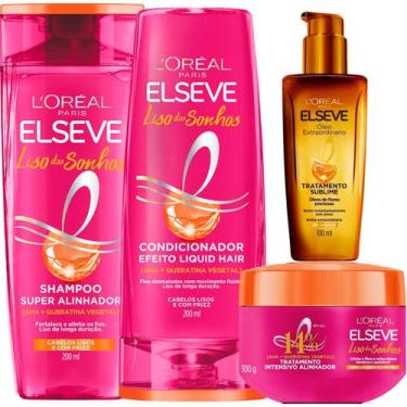 Imagem de Kit Novo Liso Dos Sonhos Mascara Aha Queratina Vegetal Óleo - L'oreal 