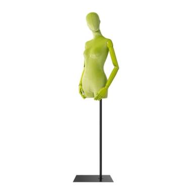 Imagem de Mannequin Manequins de varejo humano para loja de roupas, altura ajustável de 62,2 a 78,7 pol., suporte de metal para manequim, braço de madeira maciça articulado(Green,Square)
