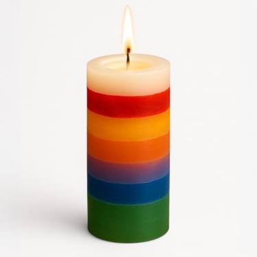 Imagem de Vela de 7 poderes africanos – 7 dias de oração de vidro – Las Siete Potencias Africanas Veladora – 7 cores espirituais para proteção, abundância, força - 18 cm