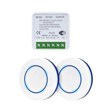 Imagem de 16A Botão Redondo Tuya WiFi RF433Mhz Interruptor Inteligente Sem Fio P
