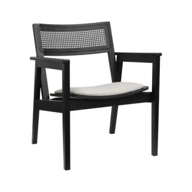 Imagem de Poltrona Gusty Com Encosto Telinha Assento Anatômico - Preto - Estofado Linho Bege