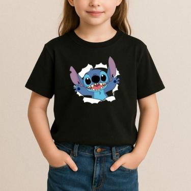 Imagem de Camiseta Infantil Lilo Stitch Preta 100% Algodão Personagem - Delite, 