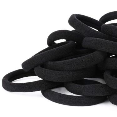 Imagem de Laços de cabelo Nspring, algodão preto, sem costura, 5 cm de diâmetro,