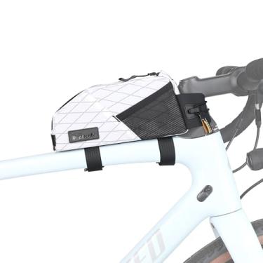 Imagem de Rhinowalk Bolsa de tubo de bicicleta, bolsa para quadro de bicicleta, impermeável, 1,2 L, acessórios profissionais de ciclismo para mountain road bike (pequena) - branca