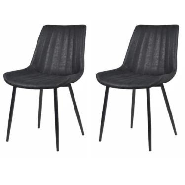 Imagem de Kit 2 Cadeiras Taina Rivatti Poliuretano (PU) Preto Base Em Aço