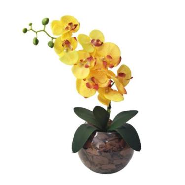 Imagem de Arranjo Centro Mesa 1 Orquídea Artificial Vaso Elô - La Caza Store