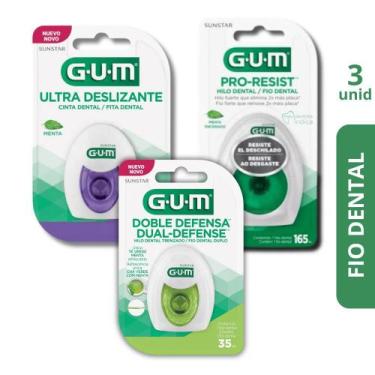 Imagem de Kit Fios Dentais GUM  Dual Defense + Pro-Resist + Fita Ultradeslizante