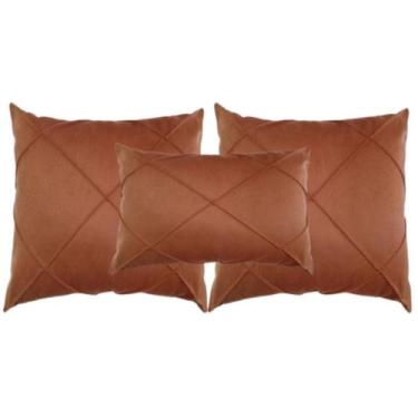 Imagem de Kit 2 Capa Almofada Suede Drapeada 45x45 + 1 Capa Baguete - Enxovais A