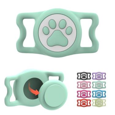 Imagem de ilFindYou Suporte impermeável para coleira Airtag para Apple Air, suporte de silicone para cães e gatos (verde claro)