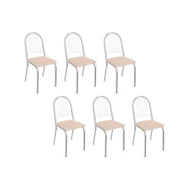 Imagem de Cadeira de Cozinha Noruega C077 Kit 6 Un Cromada/Nude 16 - Kappesberg