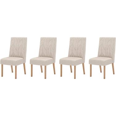 Imagem de Cadeira Sala de Jantar Eloá Kit 4 Un Nature/Suede Light Linho - Henn