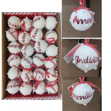 Imagem de Kit de 24 Bolas Decorativas de Natal, 6 cm, coloridas com Perólas Brancas, Inquebráveis