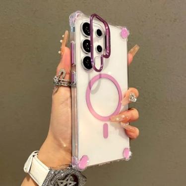 Imagem de Capa para Samsung A56, luxuosa, transparente, com suporte para carregamento sem fio (para Samsung A56/roxa)
