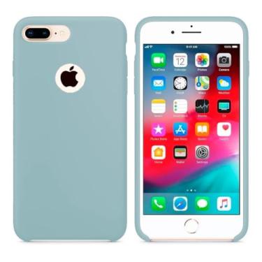 Imagem de Case Capa Capinha Silicone Aveludado pra iPhone 5 e 5SE (Azul Bebe)