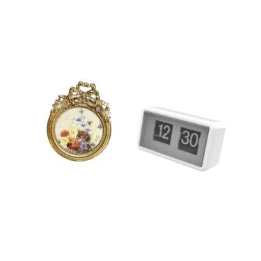 Imagem de Bothyi Relógio de Mesa Antigo Europeu Ornamentado, Porta-retrato Vintage, Grande, para Prateleira de Casa, Parede, Ideias para Presentes de Casamento