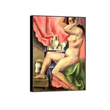 Imagem de Impressão em tela pintura famosa imagem de parede - vaso sanitário - pôster moldura preta para sala de estar banheiro decoração de casa 70 x 100 cm 27 x 39 pol