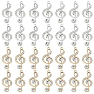 Imagem de SUNNYCLUE 1 caixa, 32 peças, pingentes musicais com tema musical, ouro, prata, liga metálica, strass, cristal, vintage, símbolo cintilante, pingentes minúsculos para fazer joias, pulseiras