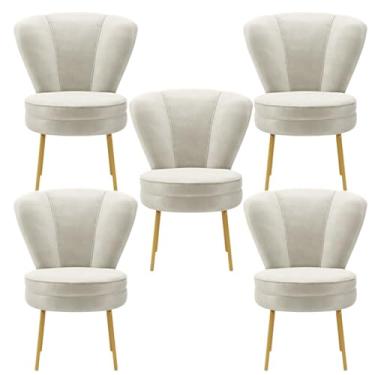 Imagem de Kit 5 Cadeiras para Sala de Espera Moderna Recepção Resistente Pés de Ferro MOBLAN decor (Bege)