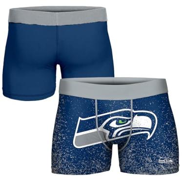 Imagem de FOCO Cueca boxer masculina NFL oficialmente licenciada, cor do time, logotipo primário, fã de futebol, essencial - Seattle Seahawks - XX-Grande
