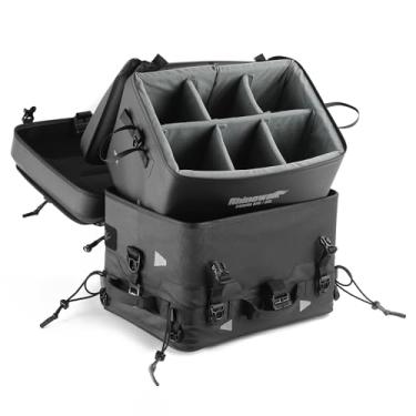 Imagem de Rhinowalk Bolsa traseira de motocicleta 36L multifuncional à prova d'água tática para viagem com bolsa para câmera, porta-malas com alças Sissy Bar - preta