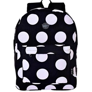 Imagem de Mochila De Costas Feminina Juvenil Básica Bolinhas Cor:Preto