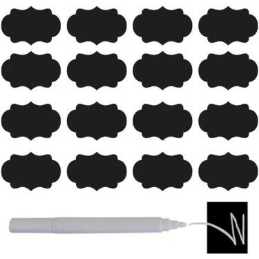 Imagem de 2X 24 Etiqueta Lousa 4X2Cm + Caneta Giz Liquido Potes Temper