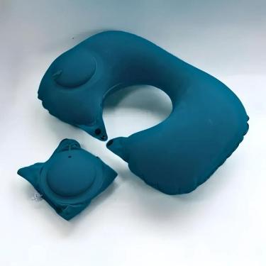 Imagem de Travesseiro Almofada De Pescoço Inflável E Portátil - Verde