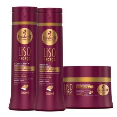 Imagem de Kit Haskell Disciplinante Liso Com Força Shampoo + Condicionador + Máscara 300ml/g
