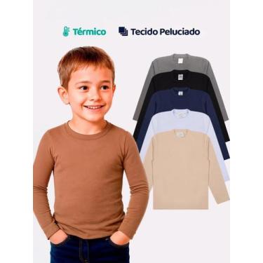 Imagem de Kit 4 Blusas Térmicas Infantil Menino Manga Longa Blusas Térmicas Mang