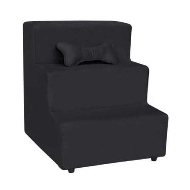 Imagem de Escada Pet Almofadada 3 Degraus para Cães e Gatos - DS HOME, Veludo Pr