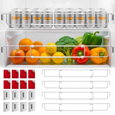 Imagem de 4 peças de barras de geladeira para trailer, hastes de tensão ajustáveis para geladeira, acessórios de geladeira de aço inoxidável 31,6 a 57,5 cm, estabilizadores extensíveis para viagens evitam