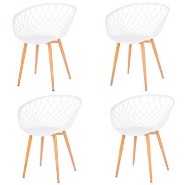 Imagem de Kit 4 Cadeiras Loa Clarice Anm8197f Anima Office Polipropileno Branco Base Metal Pintura Madeira