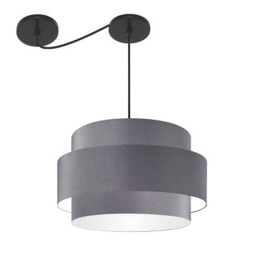 Imagem de Lustre Sala De Jantar Com Desvio Vivare Md-4401 Cúpula Em Tecido 60cm Cinza-escuro 127/220v