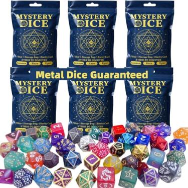 Imagem de Mystery Dice Set of 7 Polyhedral Dice, DND Dice Set with Storage Bag and Rarity Card, RPG Dice, for Role Playing, Table Games (6 Pack (Epic Guaranteed))