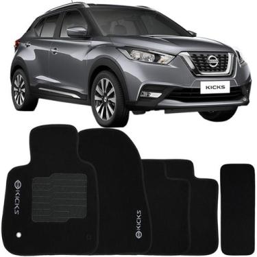 Imagem de Tapete Carpete Kicks 2016 à 2024 Preto Logo Bordado Jogo 5 Peças Perso