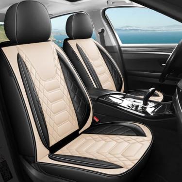 Imagem de FREESOO Capas de assento de carro conjunto completo de capa de assento automotivo acessórios compatíveis com airbag ajuste universal para 5 assentos preto bege