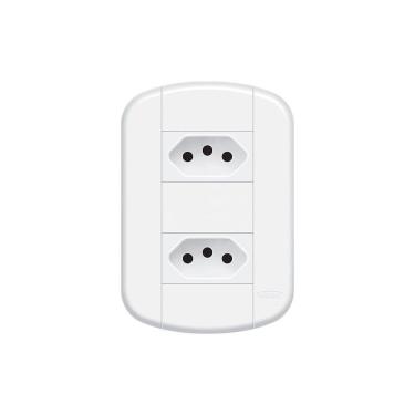 Imagem de Tomada Dupla Fame Blanc+ 2P+T 20A com Placa 4x2 Branca