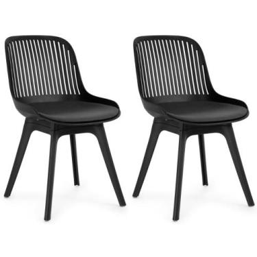 Imagem de Kit 2 Cadeiras de Jantar Estofada Design Marcela - Preto - Magazine De