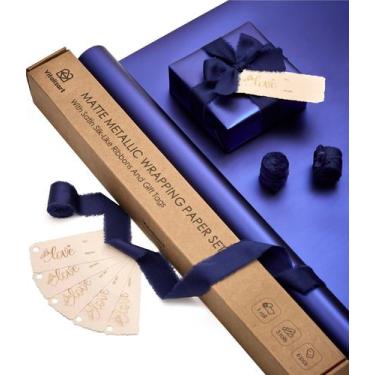 Imagem de Set de Papel para Envolver Regalos Vitalizart 43x500 cm Cinta Azul