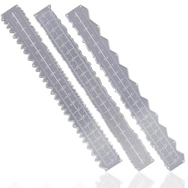 Imagem de Régua de borda ondulada de 3 peças, régua de metal de aço carbono de 21 cm, ferramenta de medição de bordas irregulares para arquitetos e desenhos, 3 formas