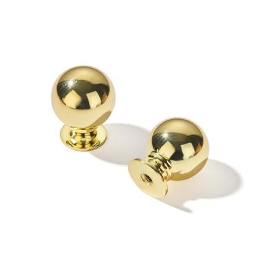 Imagem de Botões de gabinete CABDM Vintage Ball, latão polido, 25 mm, pacote com