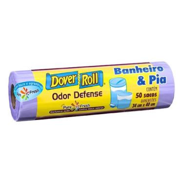 Imagem de Saco de Lixo Banheiro e Pia Anti Odor Cheiro Defense Cor Lilás Dover R