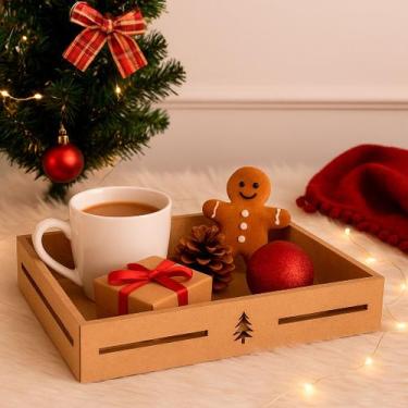 Imagem de Bandeja Reta Decorativa Para Natal Decoração Natalina 30x18,5x5 - Expr