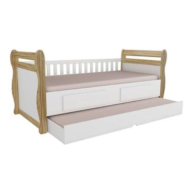 Imagem de Cama Box Base C- Gavetas De Babá Maria 2 E Auxiliar (branco-amendoa) - Peroba