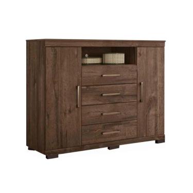 Imagem de Cômoda de Quarto Master c/ 2 Portas 1 Nicho e 4 Gavetas Ébano - Santos Andirá