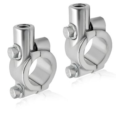 Imagem de MTRPS 2 peças de suporte para espelho de guidão de motocicleta, adaptador de rosca de espelho de 8 mm para guidão de 7/20.3 cm, braçadeira de suporte de espelhos retrovisores de alumínio para