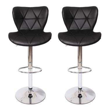 Imagem de Kit 2 Banquetas Estofadas c/encosto p/Cozinha Gir. Preta