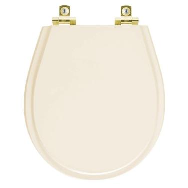 Imagem de Assento Sanitário Com Fechamento Lento Avalon Bone Para Vaso Ideal Standard Com Ferragem Dourada