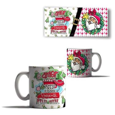 Imagem de Caneca Porcelana A Magia do Natal Mensagem Papai Noel Frase - Enjoy Sh